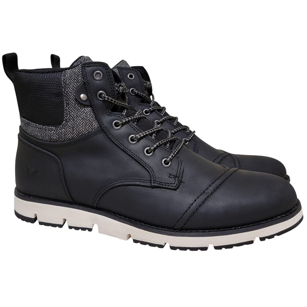 Territory Men Raider Work Hiking Combat Boots Size US 12W Black Leather